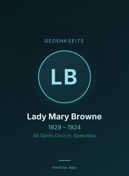 Gedenkportrait von Lady Mary Browne