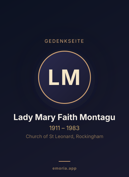 Gedenkportrait von Lady Mary Faith Montagu