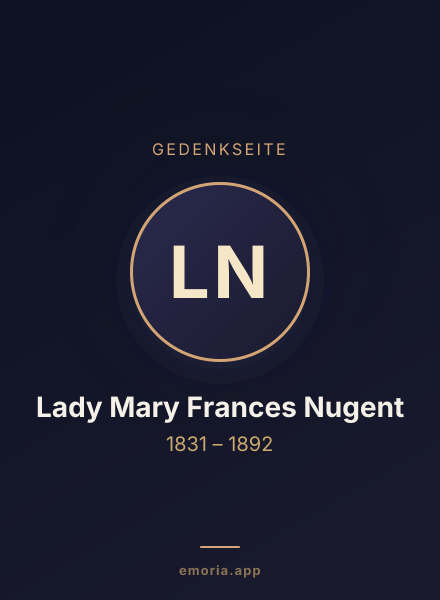 Gedenkportrait von Lady Mary Frances Nugent