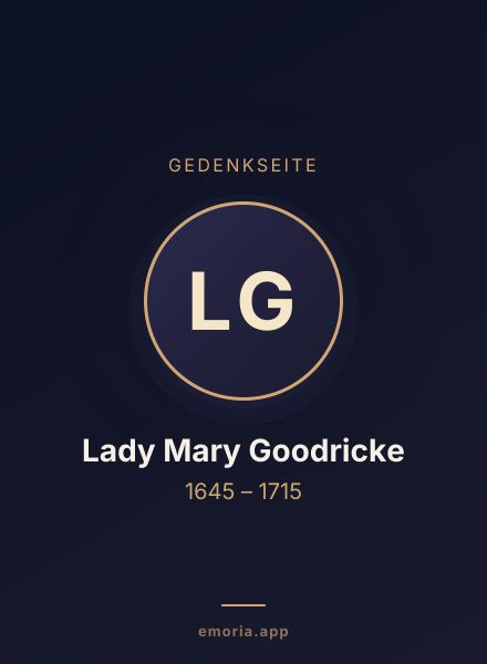 Gedenkportrait von Lady Mary Goodricke