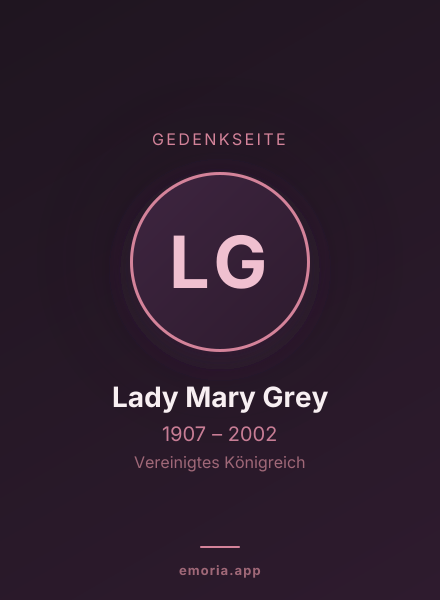 Gedenkportrait von Lady Mary Grey