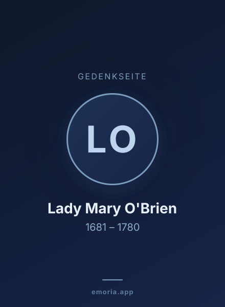 Gedenkportrait von Lady Mary O'Brien