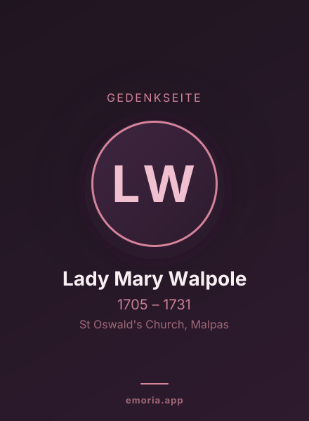 Gedenkportrait von Lady Mary Walpole