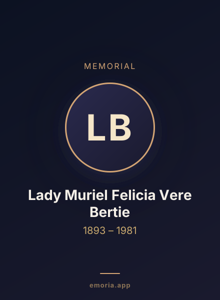 Memorial portrait of Lady Muriel Felicia Vere Bertie