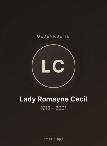 Gedenkportrait von Lady Romayne Cecil