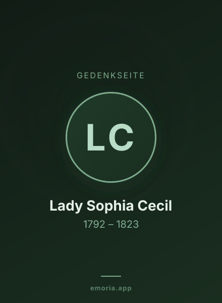 Gedenkportrait von Lady Sophia Cecil