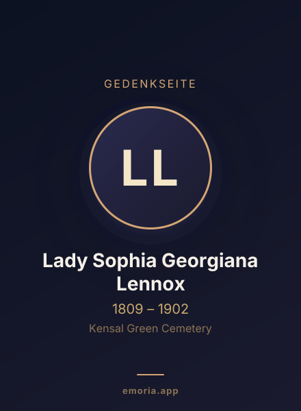Gedenkportrait von Lady Sophia Georgiana Lennox
