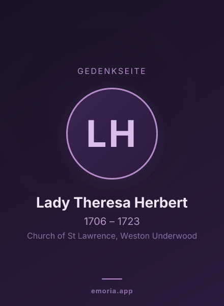 Gedenkportrait von Lady Theresa Herbert