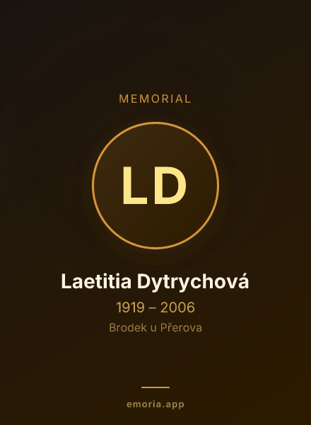 Memorial portrait of Laetitia Dytrychová
