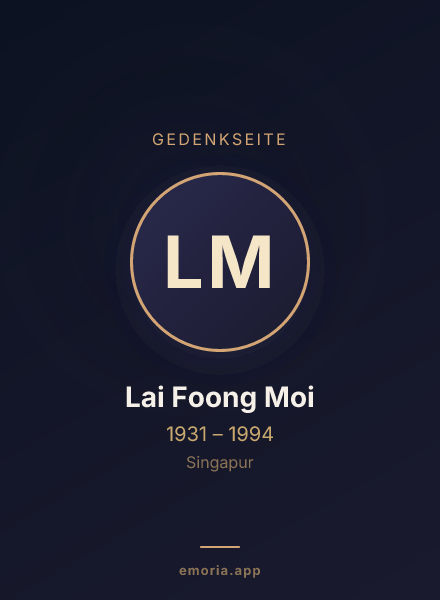 Gedenkportrait von Lai Foong Moi