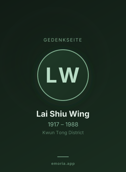 Gedenkportrait von Lai Shiu Wing