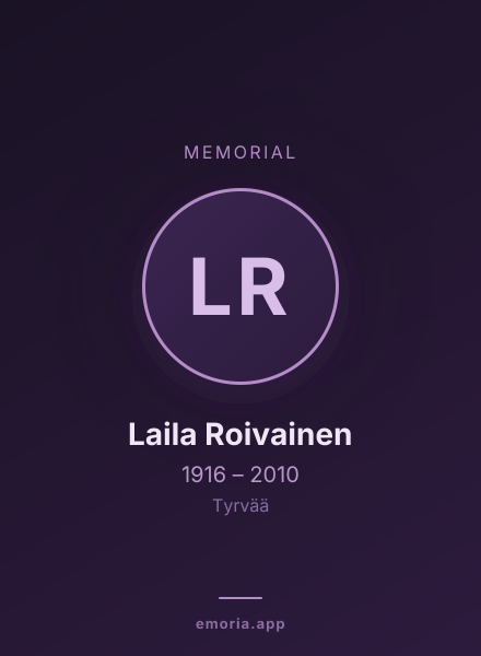 Memorial portrait of Laila Roivainen
