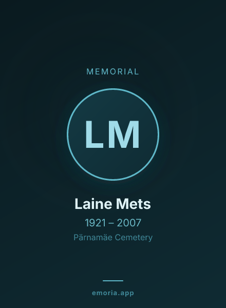 Memorial portrait of Laine Mets