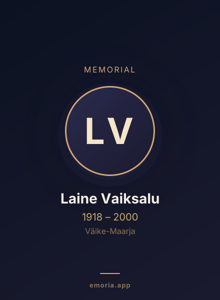 Memorial portrait of Laine Vaiksalu