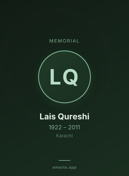 Memorial portrait of Lais Qureshi