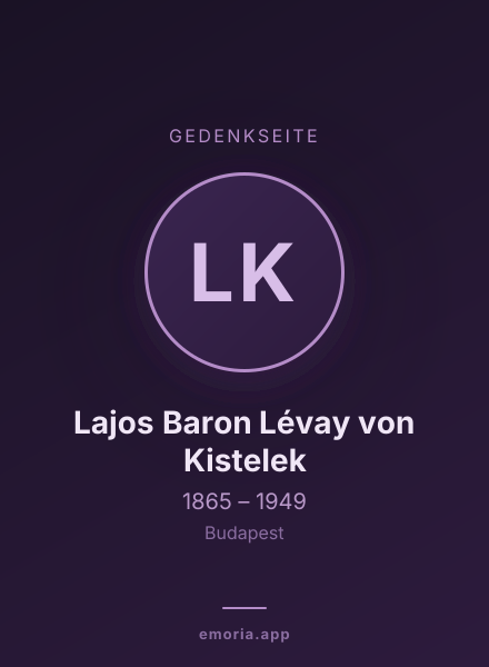 Gedenkportrait von Lajos Baron Lévay von Kistelek