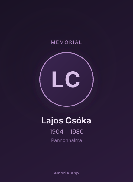 Memorial portrait of Lajos Csóka