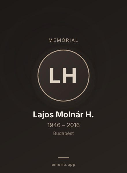Memorial portrait of Lajos Molnár H.