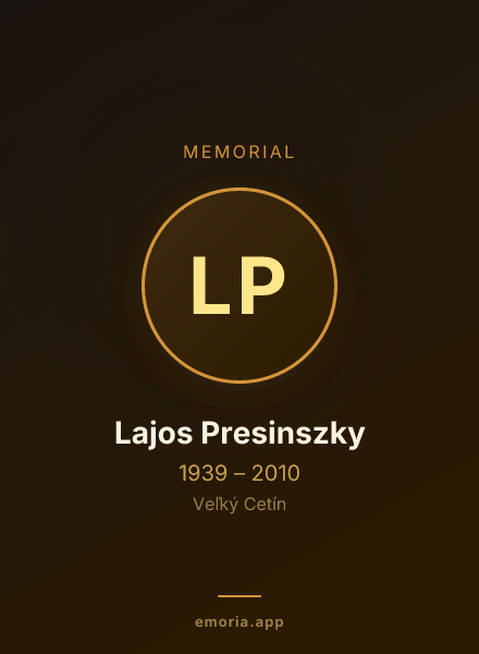 Memorial portrait of Lajos Presinszky