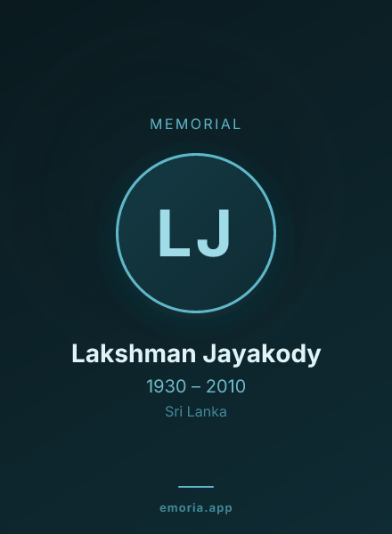 Memorial portrait of Lakshman Jayakody