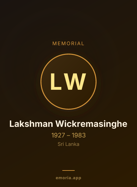 Memorial portrait of Lakshman Wickremasinghe