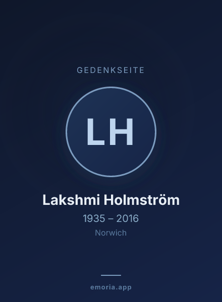 Gedenkportrait von Lakshmi Holmström