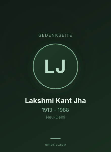 Gedenkportrait von Lakshmi Kant Jha