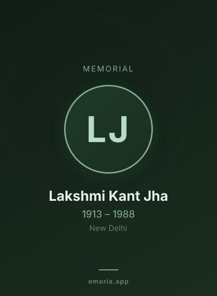 Memorial portrait of Lakshmi Kant Jha