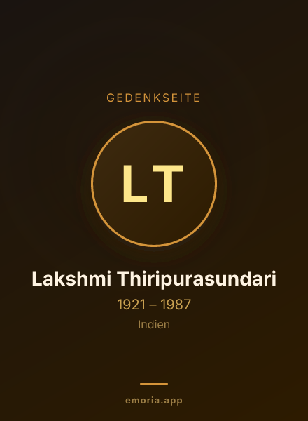 Gedenkportrait von Lakshmi Thiripurasundari