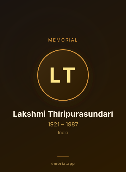 Memorial portrait of Lakshmi Thiripurasundari