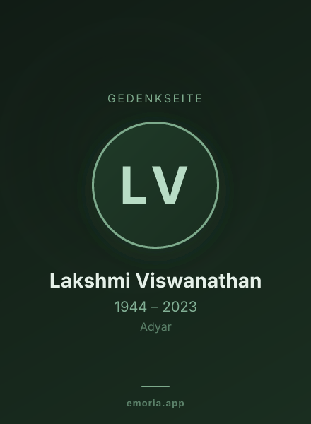 Gedenkportrait von Lakshmi Viswanathan