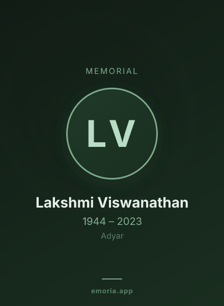 Memorial portrait of Lakshmi Viswanathan
