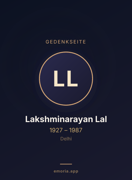 Gedenkportrait von Lakshminarayan Lal