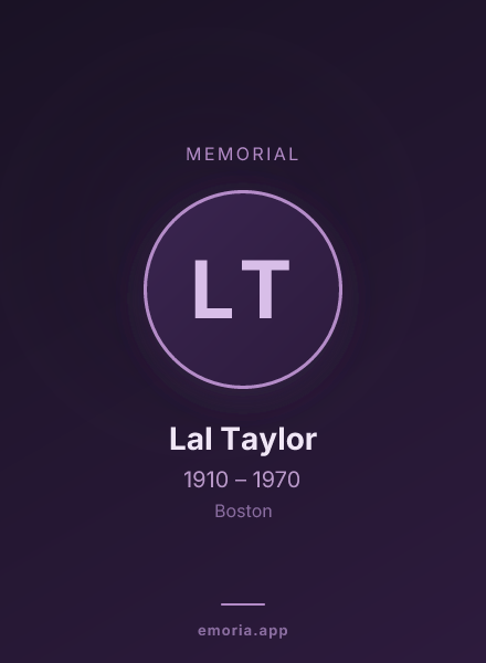 Memorial portrait of Lal Taylor