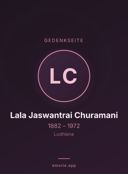 Gedenkportrait von Lala Jaswantrai Churamani