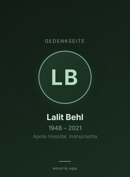 Gedenkportrait von Lalit Behl