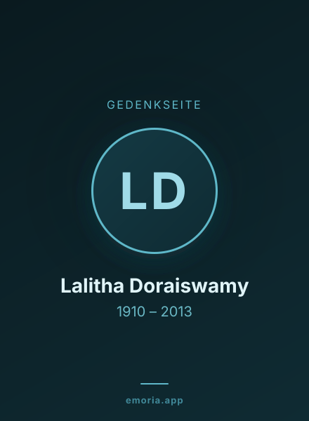Gedenkportrait von Lalitha Doraiswamy