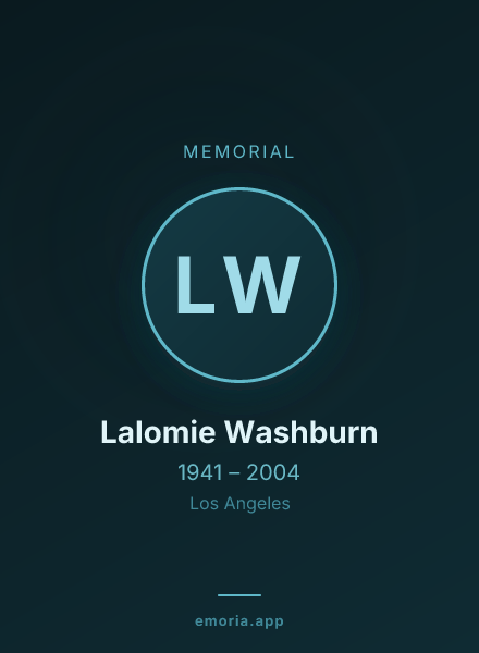 Memorial portrait of Lalomie Washburn