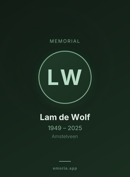Memorial portrait of Lam de Wolf