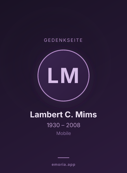 Gedenkportrait von Lambert C. Mims