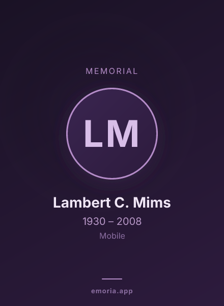 Memorial portrait of Lambert C. Mims