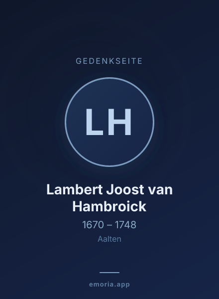 Gedenkportrait von Lambert Joost van Hambroick