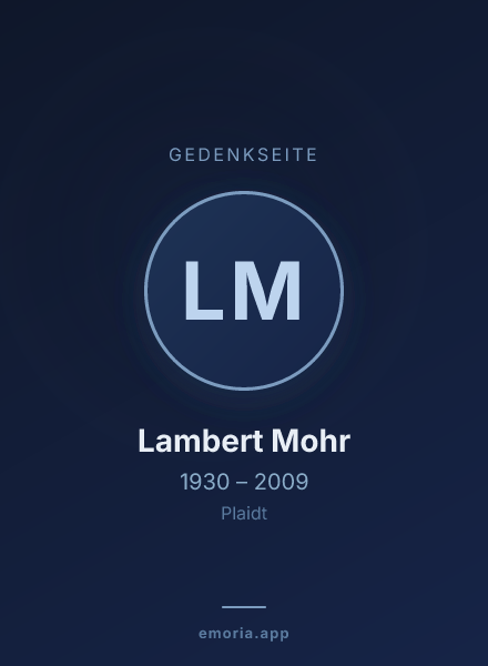 Gedenkportrait von Lambert Mohr