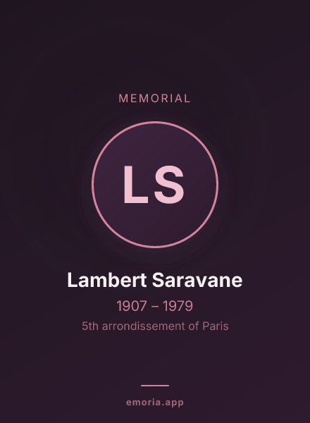Memorial portrait of Lambert Saravane