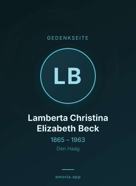 Gedenkportrait von Lamberta Christina Elizabeth Beck