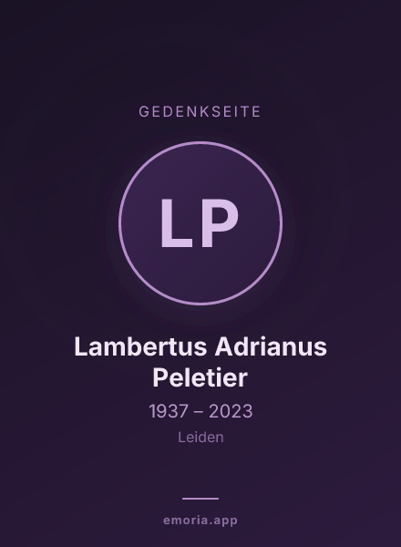 Gedenkportrait von Lambertus Adrianus Peletier