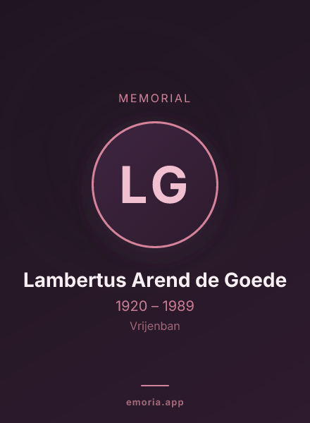 Memorial portrait of Lambertus Arend de Goede