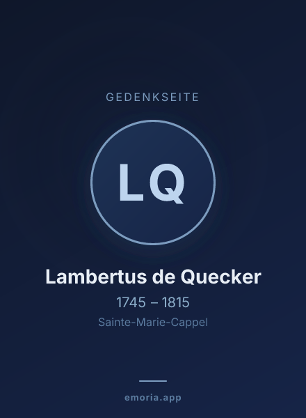 Gedenkportrait von Lambertus de Quecker