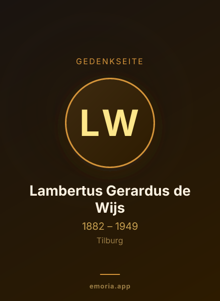 Gedenkportrait von Lambertus Gerardus de Wijs