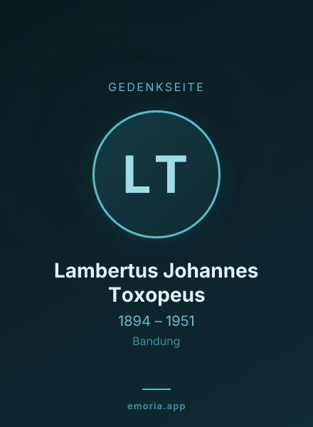 Gedenkportrait von Lambertus Johannes Toxopeus
